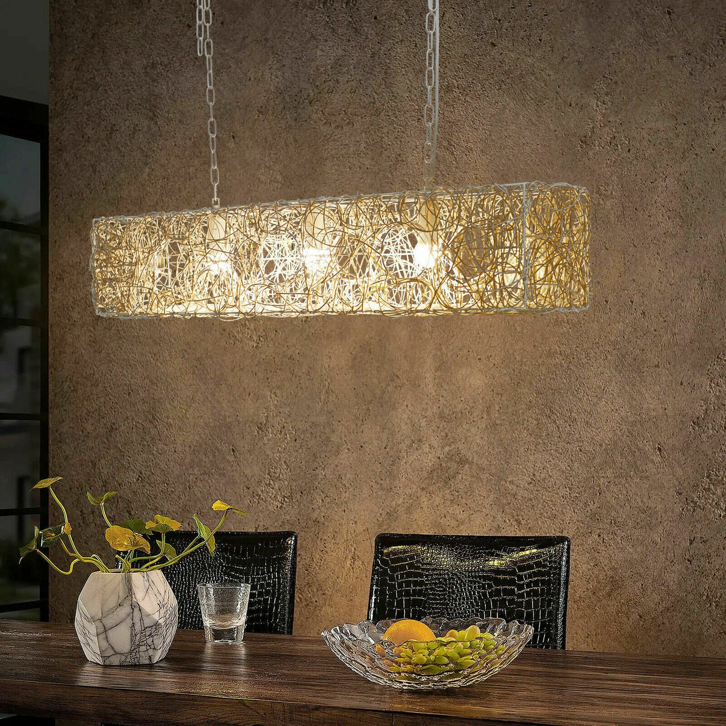 LED HAND-WOVEN RATTAN PENDANT CEILING LIGHT HANGING LAMP RESTAURANT LIVING ROOM