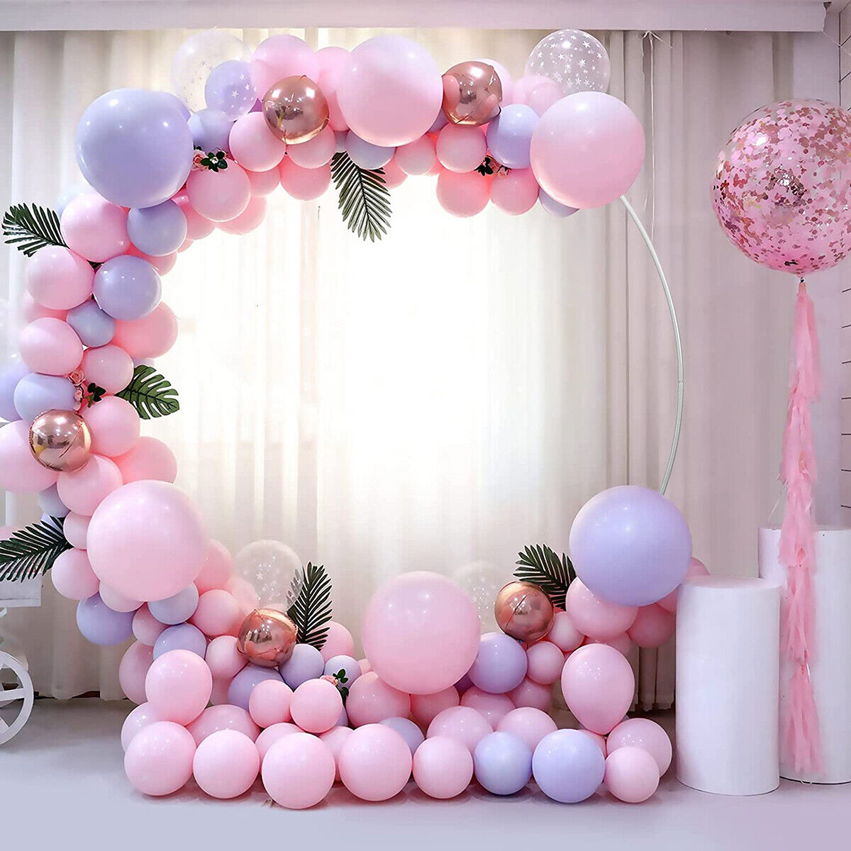 2M Round Wedding Balloon Arch Backdrop Stand Flower Party Decoration Background