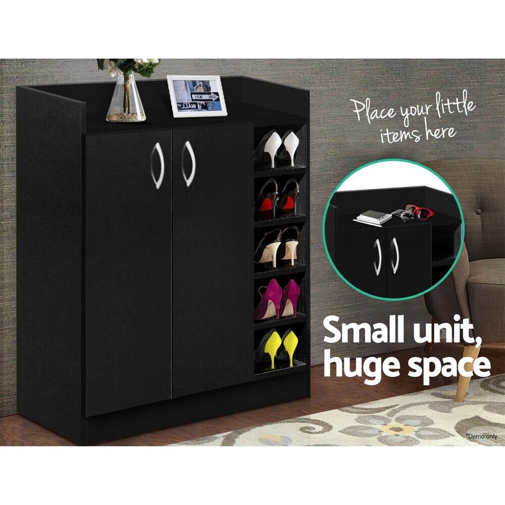 Artiss Shoe Cabinet Wood Storage Rack Shoes Organiser 2 Doors Shelf Cupboard