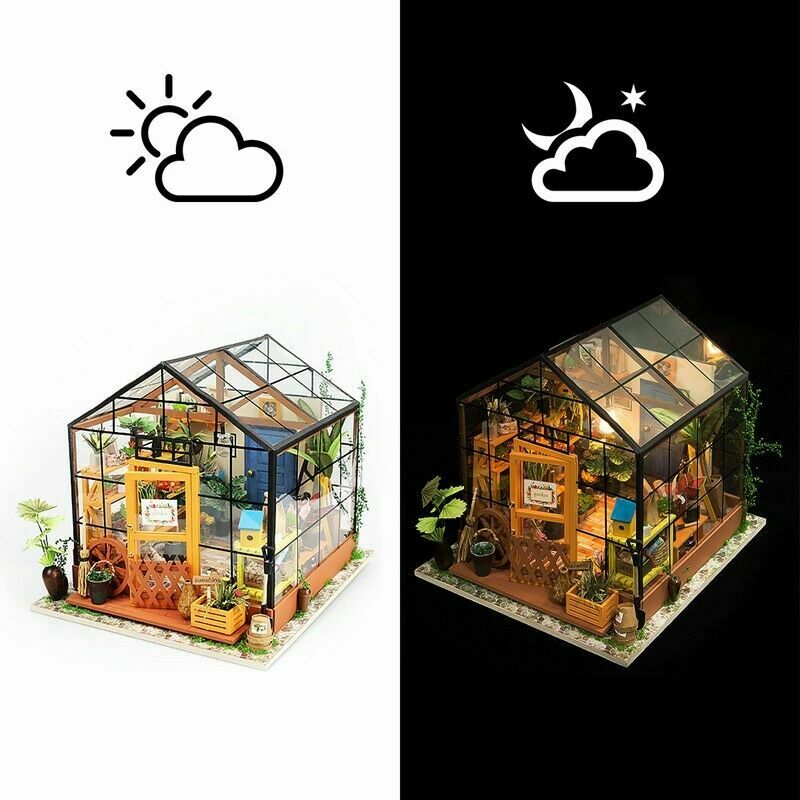 Robotime 1:24 Wooded DIY Miniature Mini Dollhouse Kit Model Cathy's Flower House