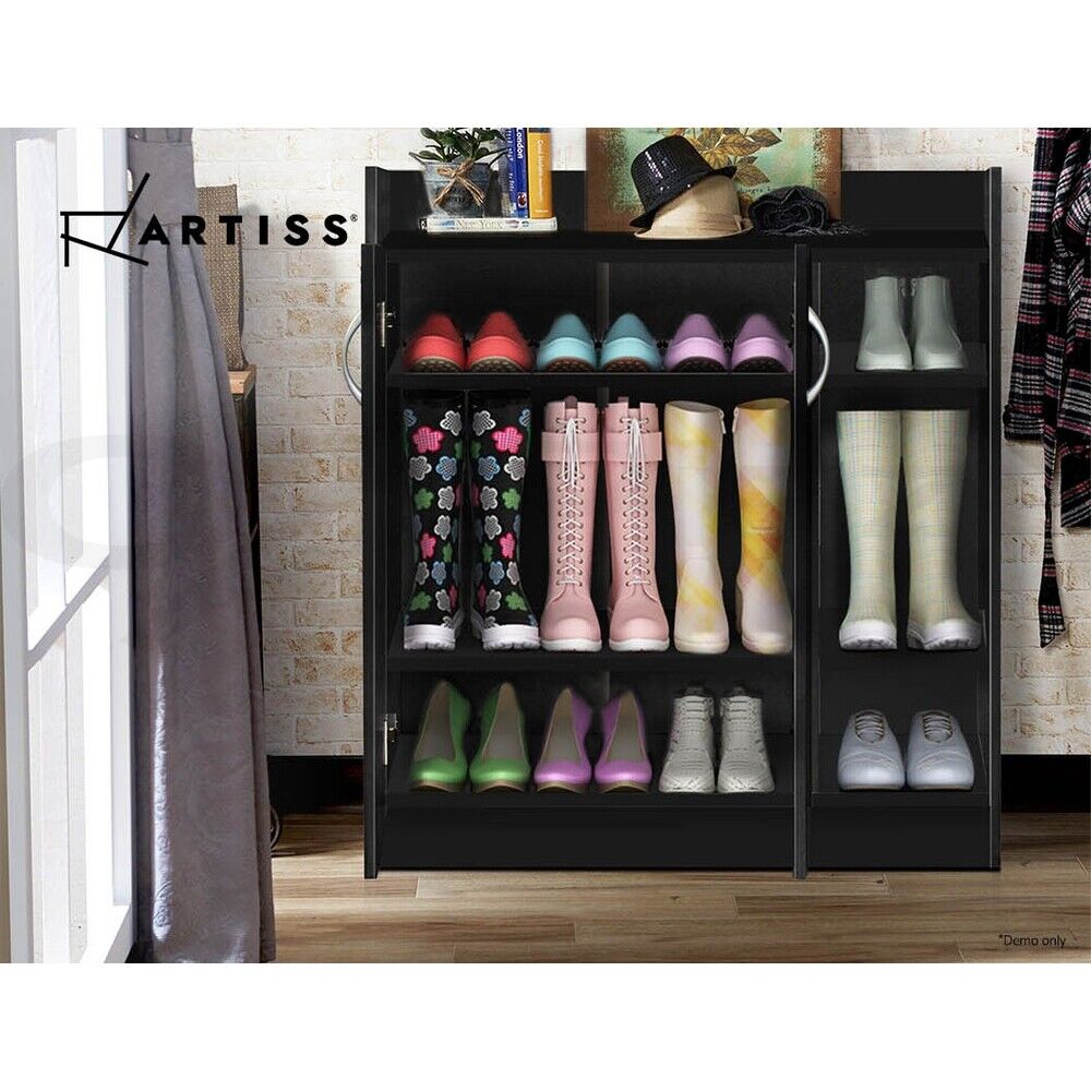 Artiss Shoe Cabinet Wood Storage Rack Shoes Organiser 2 Doors Shelf Cupboard