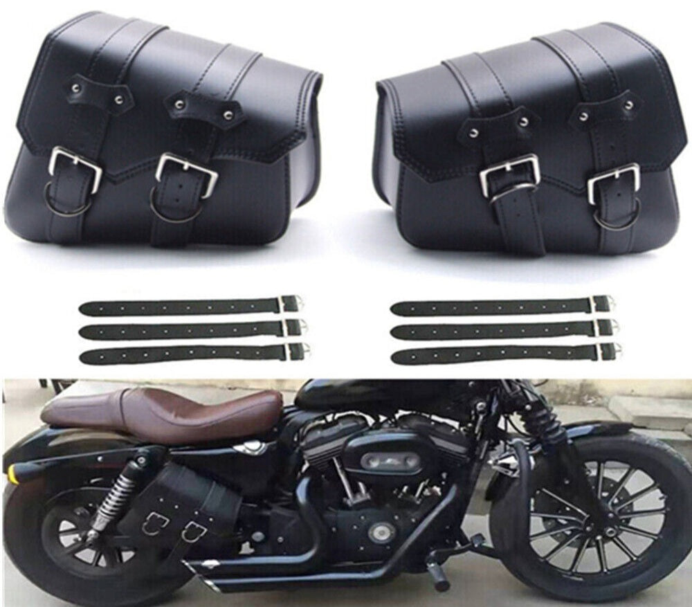 Motorbike Motorcycle Saddle Bag Leather Tool Luggage Bags Side Pannier Saddlebag