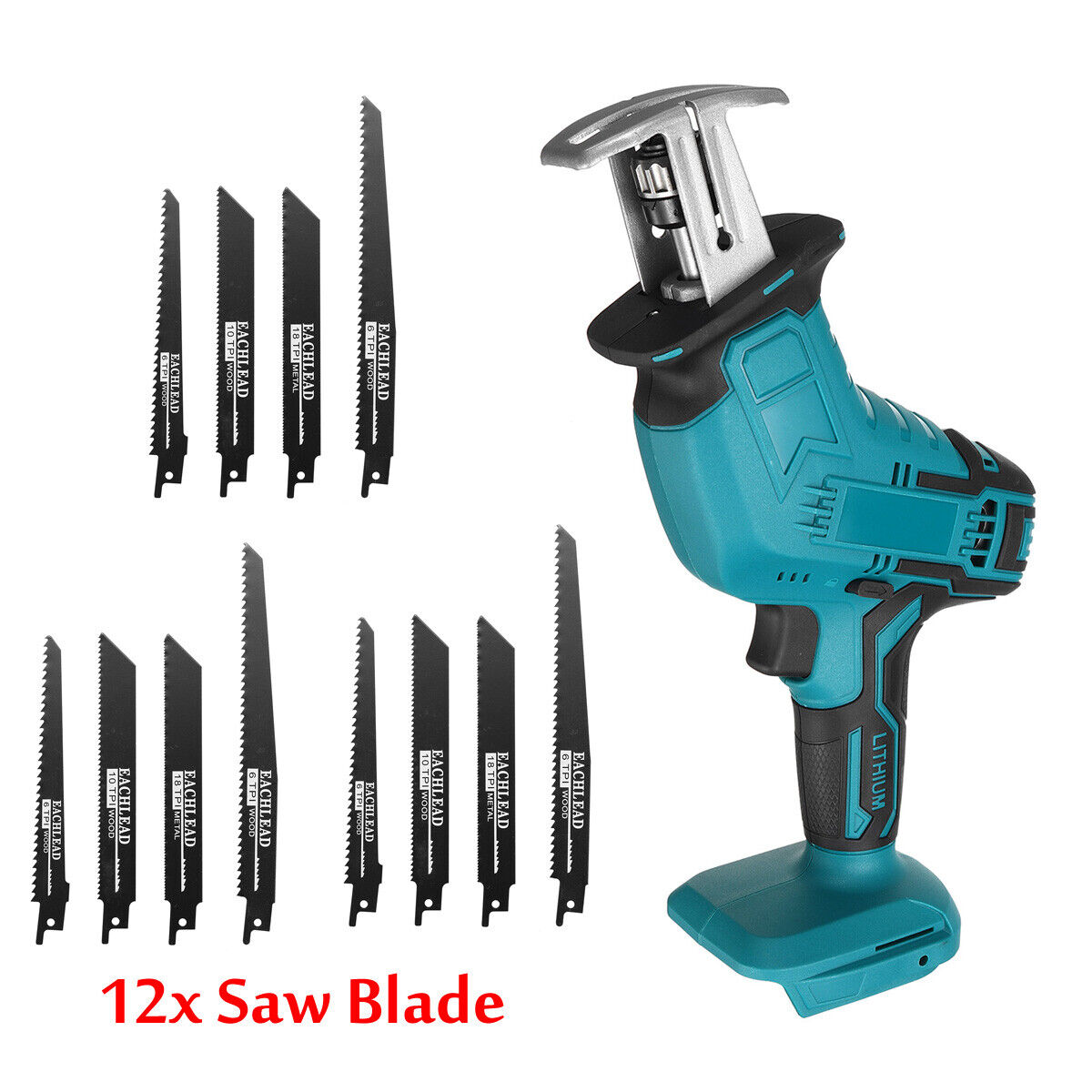 Cordless Electric Reciprocating Saw Cutter w+ 12x Blades For Makita Batter