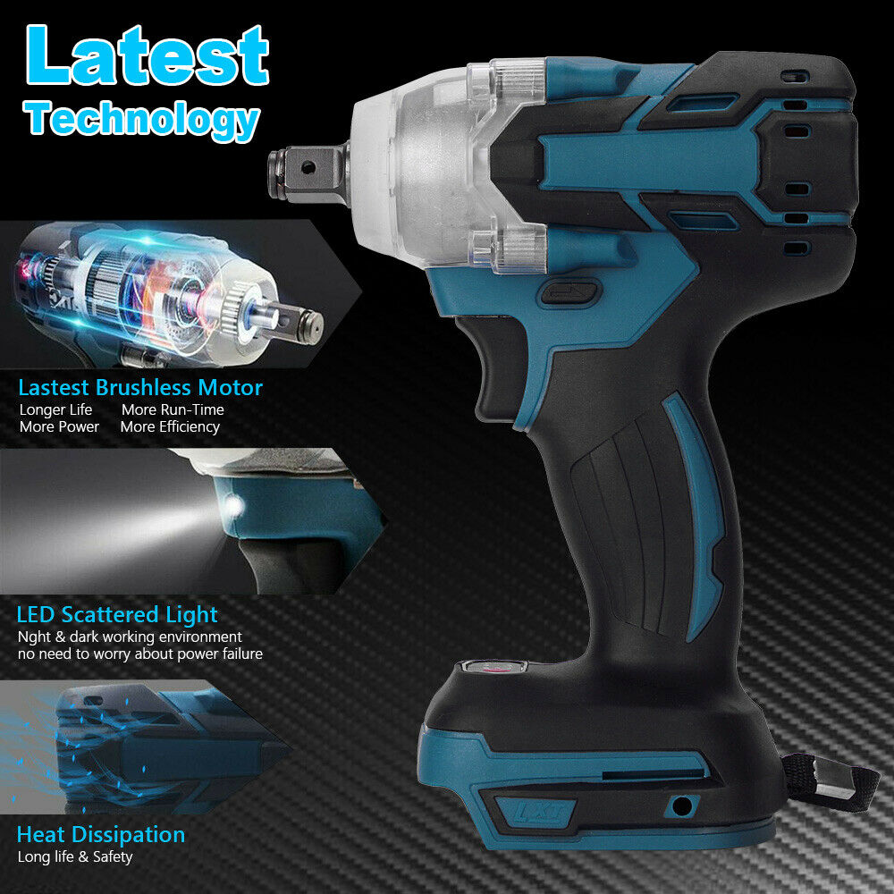 1/2" Driver Brushless Cordless Impact Wrench Rattle Gun w/ Socket For Makita 18V