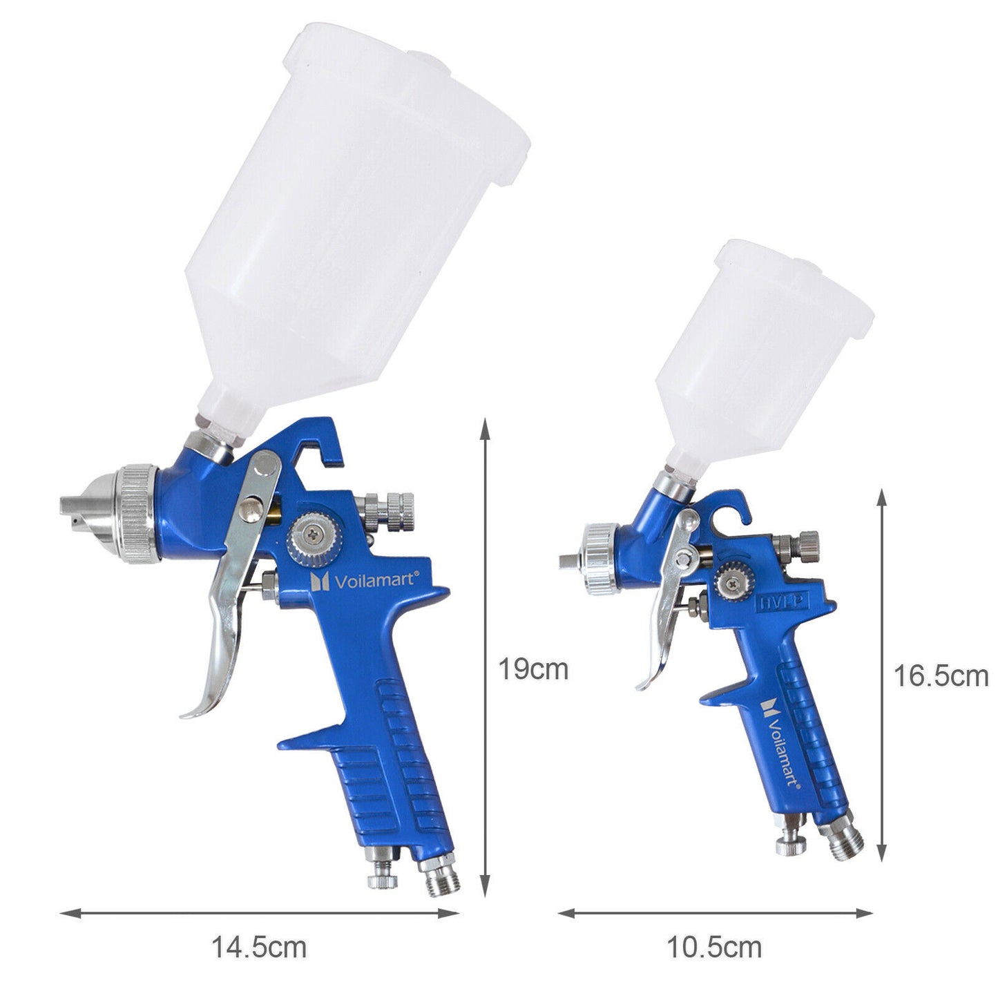 2X HVLP Air Spray Gun Kit 1.4mm 0.8mm Nozzle Set Paint Touch Up Gravity Feed