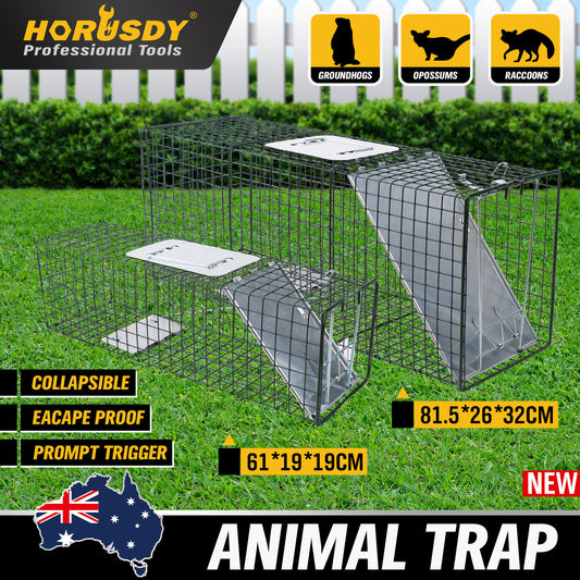 2 Size Animal Trap Cage Humane Live Steel Catch Possum Fox Rat Cat Rabbit Bird