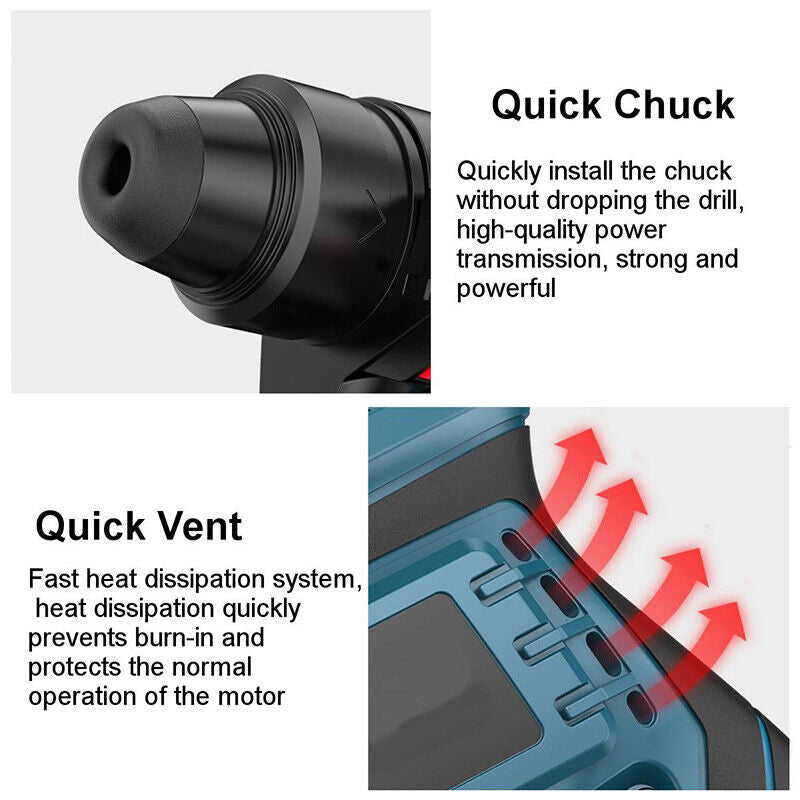 Brushless Cordless Rotary SDS Hammer Impact Drill Body For 18V Makita battery