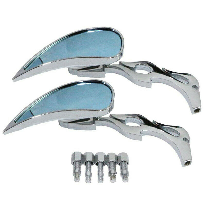 Chrome Teardrop Motorcycle Anti-Glare Rearview Side Mirrors Universal for Harley