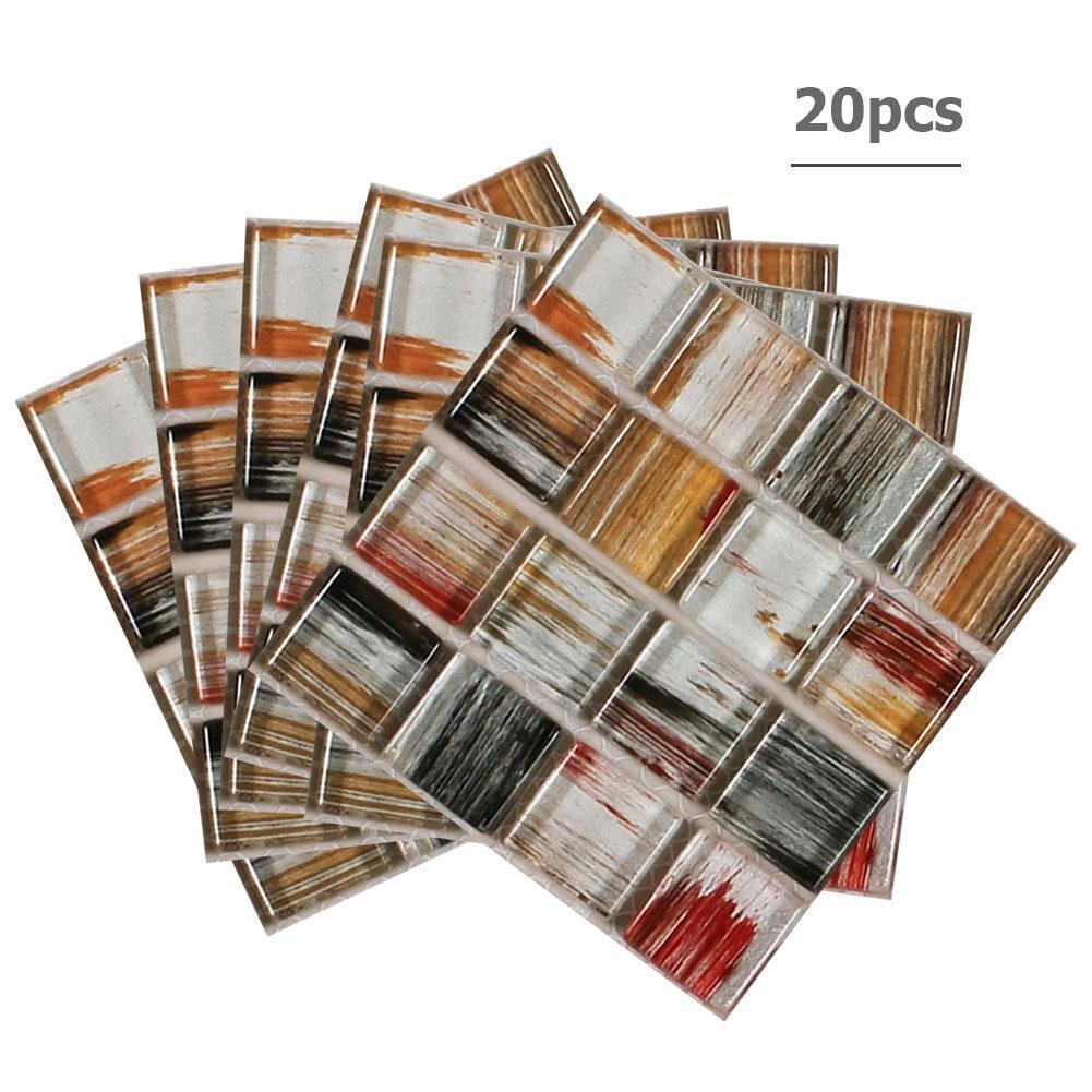 20pcs Mosaic Tile Stickers Stick Bathroom Kitchen Home Wall Decal Self-adhesive