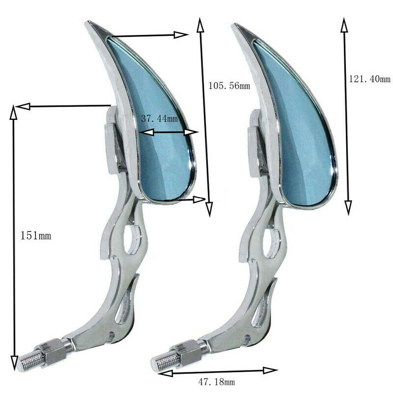 Chrome Teardrop Motorcycle Anti-Glare Rearview Side Mirrors Universal for Harley