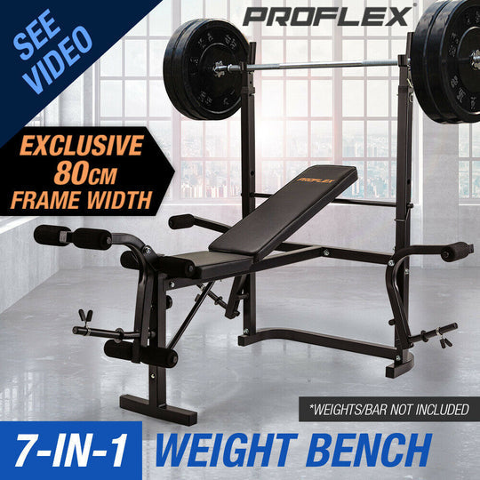 PROFLEX 7IN1 WEIGHT BENCH PRESS MULTI-STATION HOME GYM LEG CURL