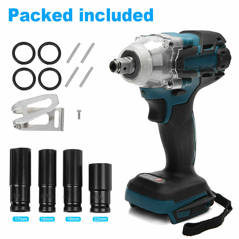 1/2" Driver Brushless Cordless Impact Wrench Rattle Gun w/ Socket For Makita 18V