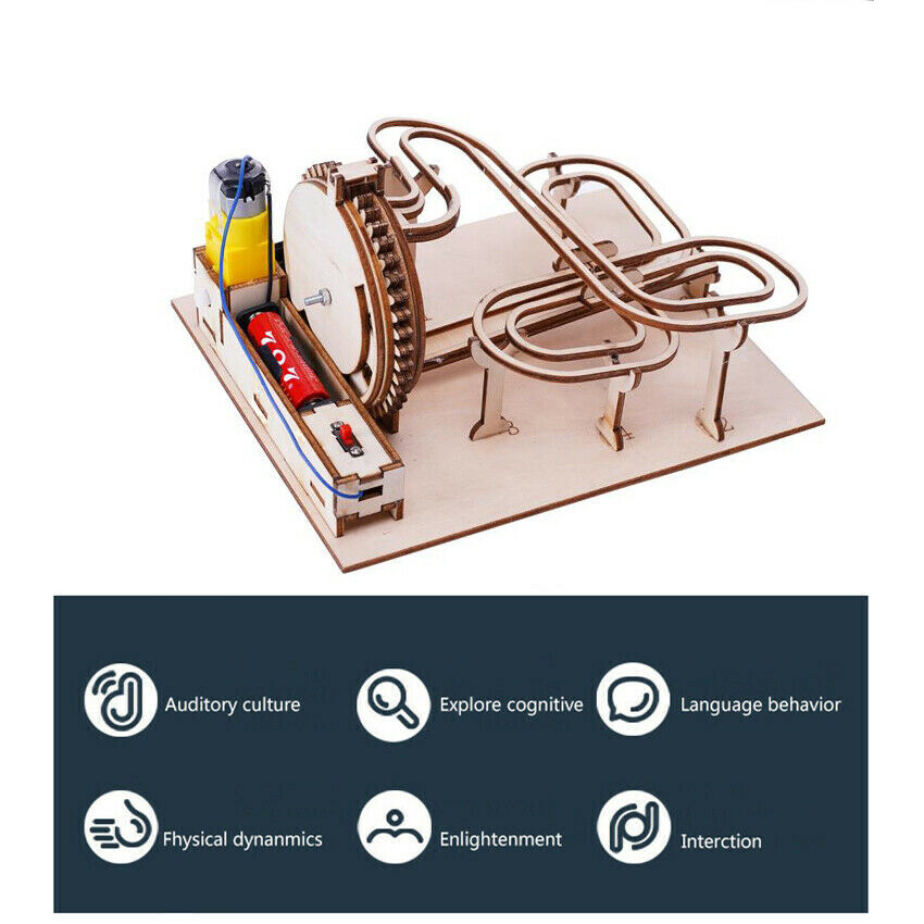 3D Marble Run DIY Wooden Puzzle Model Building Kits Block for Adult Kids Gift