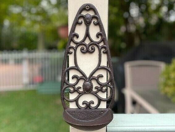 Cast Iron Bird Feeder Garden Home Ornament Rustic Brown 13x27.5cm H