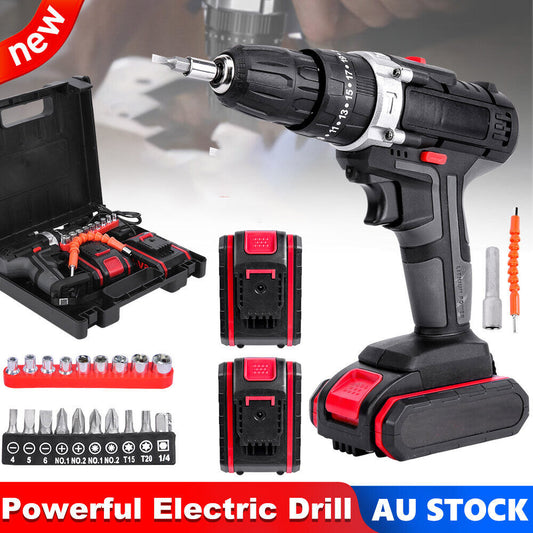 21V CORDLESS DRILL +2 BATTERY HEAVY DUTY IMPACT DRIVER KIT BRUSHLESS HAMMER KIT