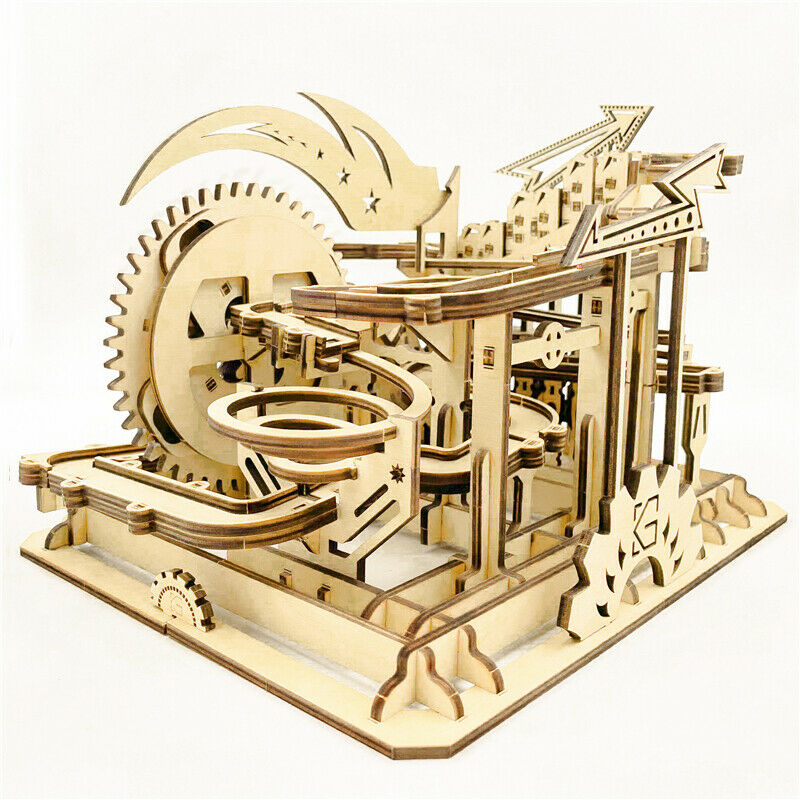 3D Marble Run DIY Wooden Puzzle Model Building Kits Block for Adult Kids Gift