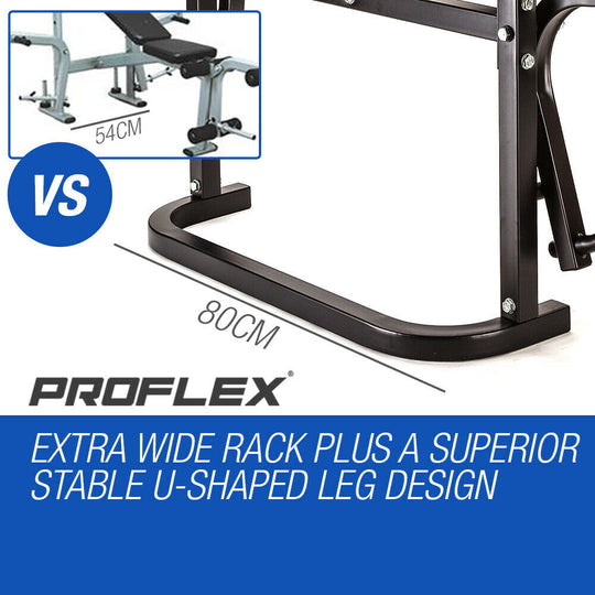 PROFLEX 7IN1 WEIGHT BENCH PRESS MULTI-STATION HOME GYM LEG CURL