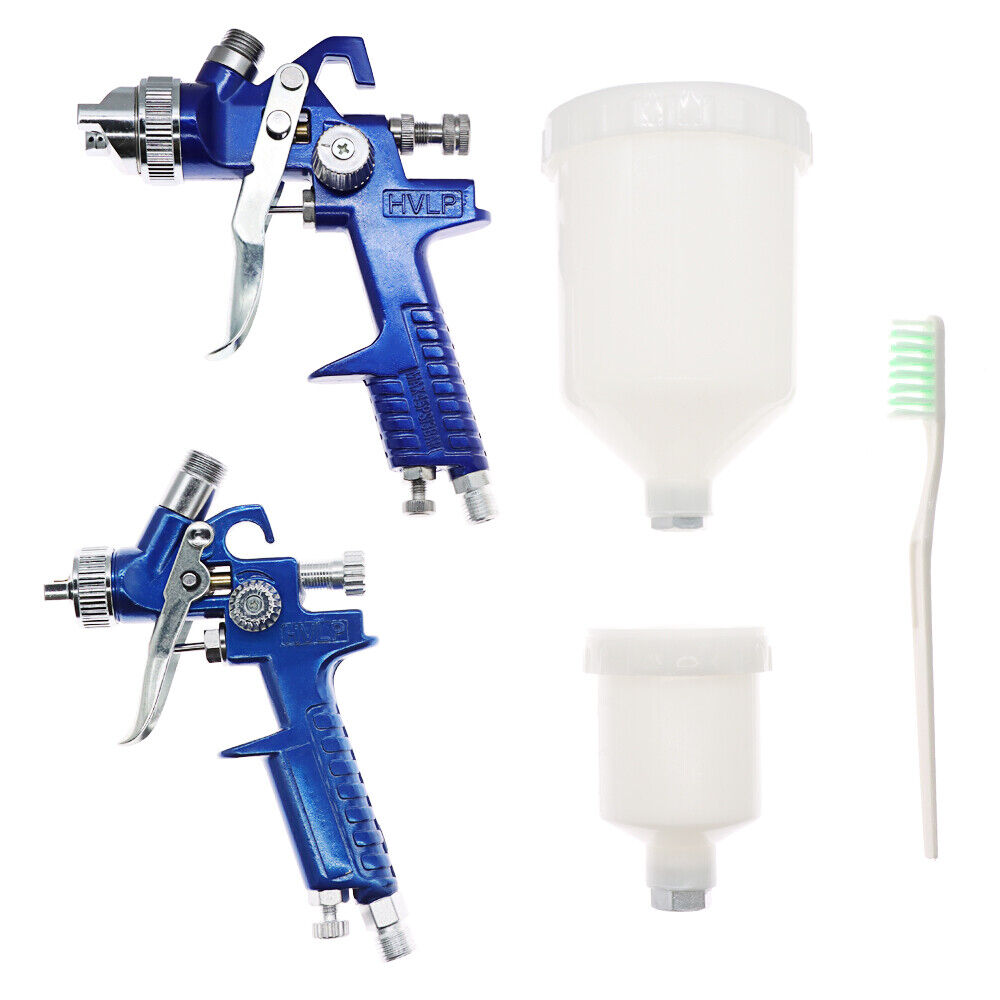 Auto Paint HVLP Air Spray Gun Kit Gravity Feed Car Primer 0.8/1.4mm Nozzle & Box