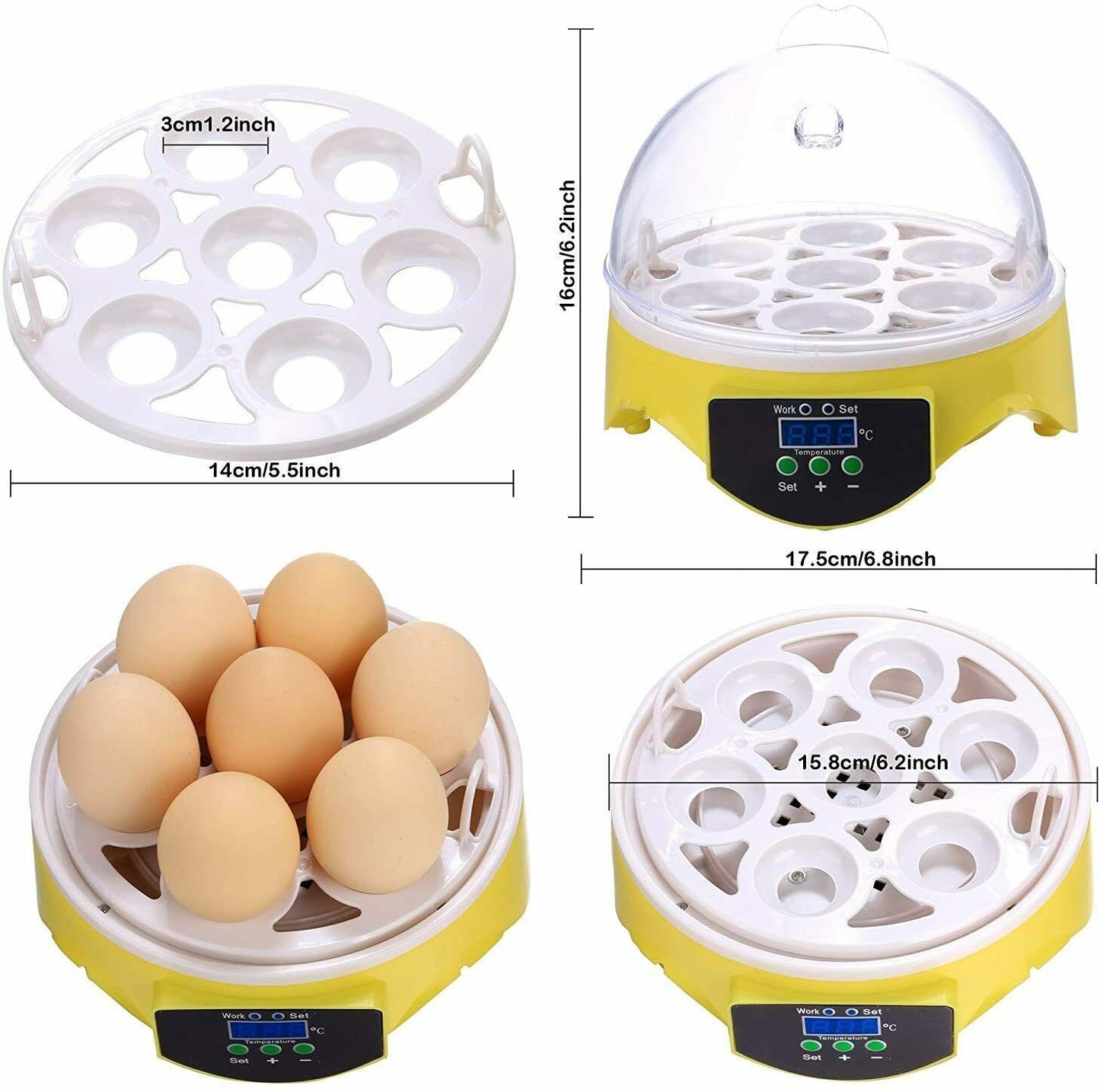 7 Egg Incubator Automatic Digital LED Hatch Turning Chicken Duck Quail Poultry