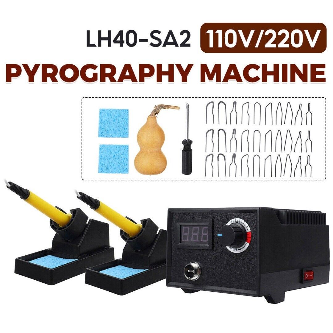 220V Multifunction Wood Burning Pen Tool Pyrography Machine Set Kit Burner 60W