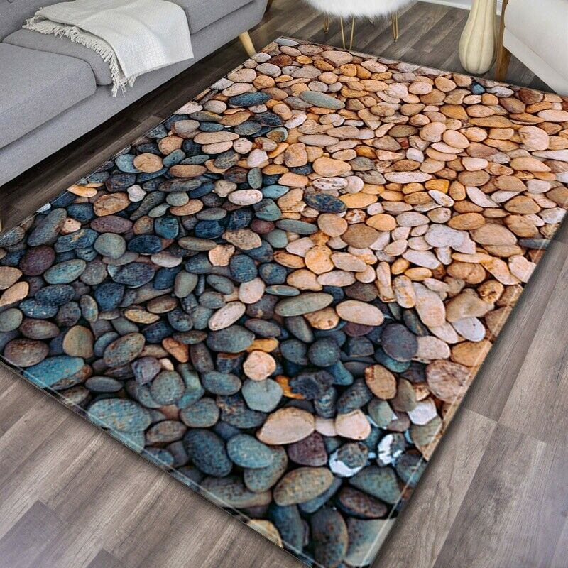 3D Pebble Printed Rug Home Living Room Bedroom Carpet Floor Mat Entrance Doormat