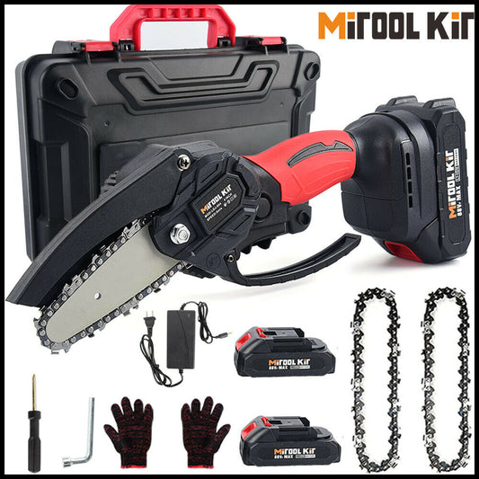 MINI CORDLESS ELECTRIC CHAINSAW BATTERY-POWERED EVER WOOD CUTTER RECHARGEABLE 4"