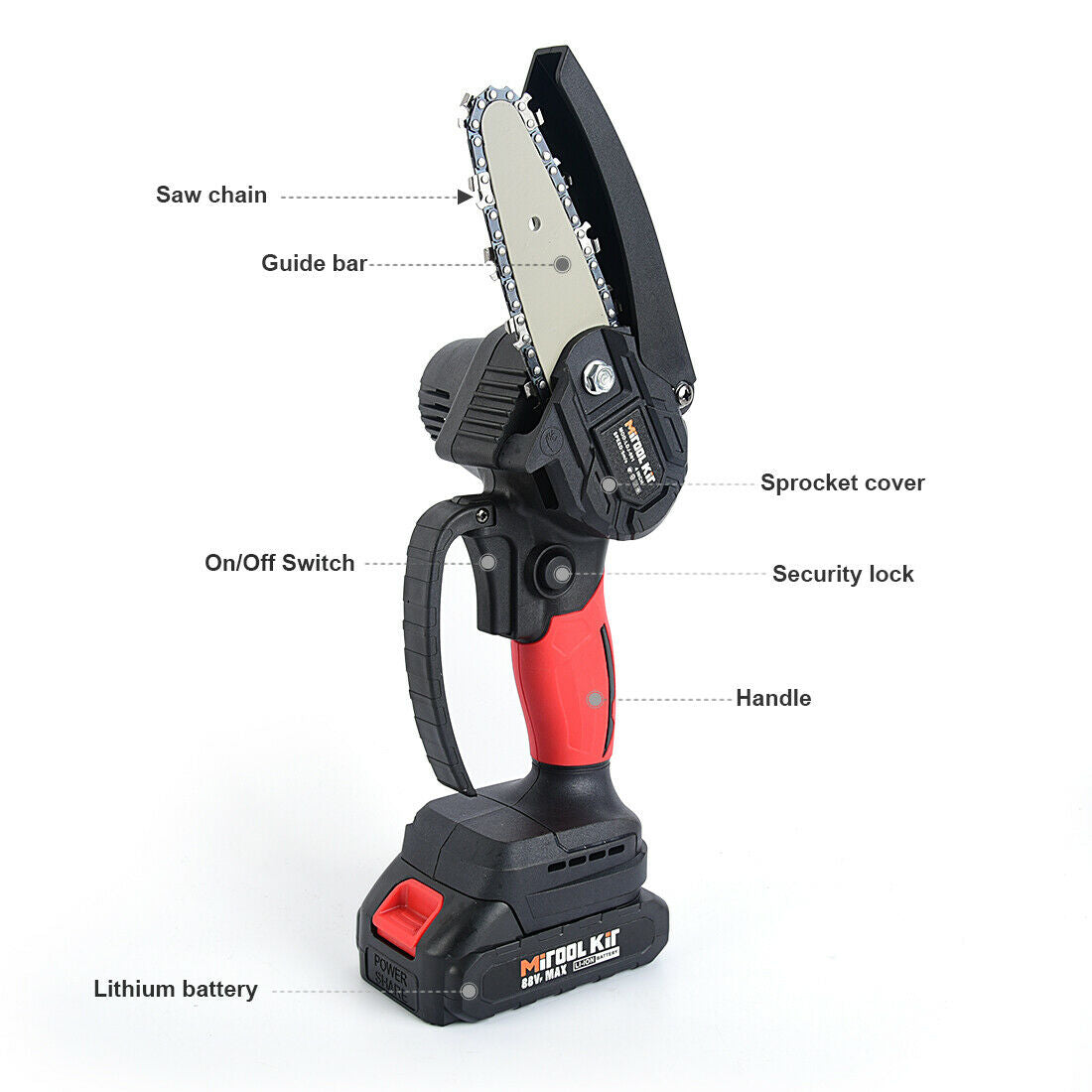 MINI CORDLESS ELECTRIC CHAINSAW BATTERY-POWERED EVER WOOD CUTTER RECHARGEABLE 4"