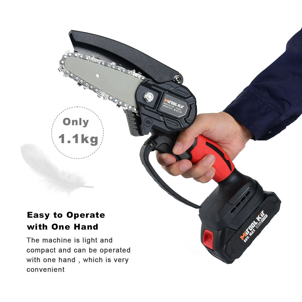 MINI CORDLESS ELECTRIC CHAINSAW BATTERY-POWERED EVER WOOD CUTTER RECHARGEABLE 4"