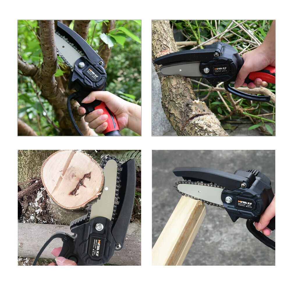 MINI CORDLESS ELECTRIC CHAINSAW BATTERY-POWERED EVER WOOD CUTTER RECHARGEABLE 4"