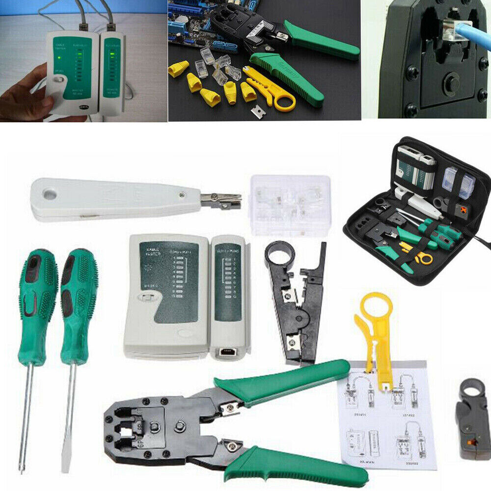 Analyzer Network Cable Tool Kit LAN Crimper Down Wire Stripper Cat5 6 RJ45 BAG