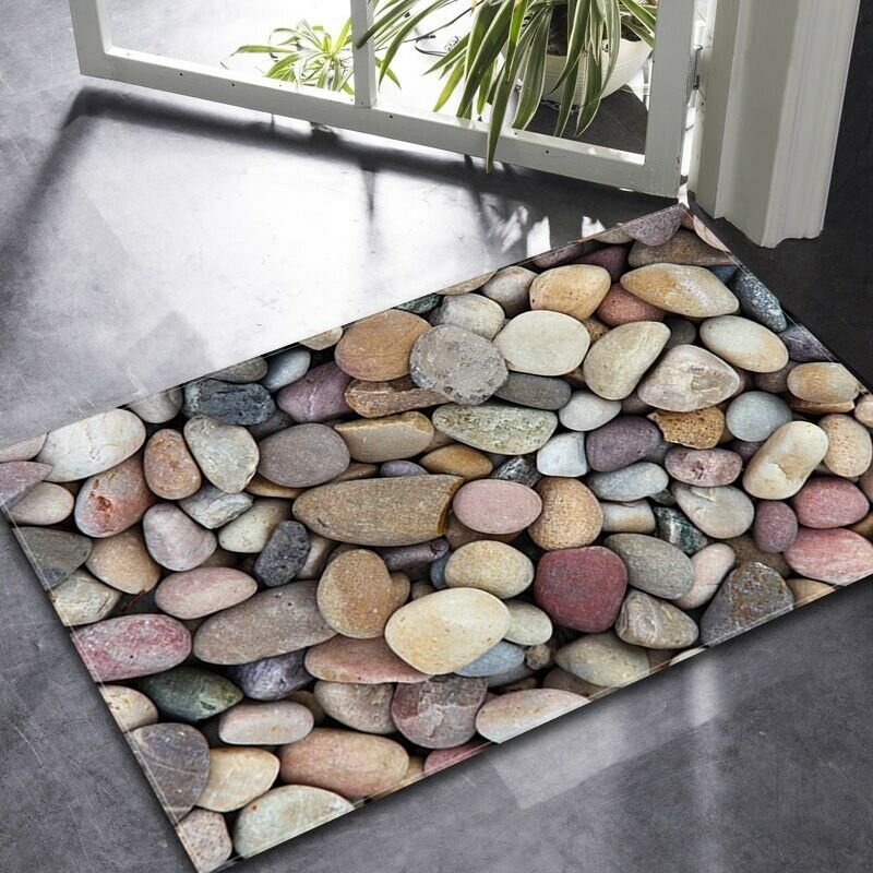 3D Pebble Printed Rug Home Living Room Bedroom Carpet Floor Mat Entrance Doormat