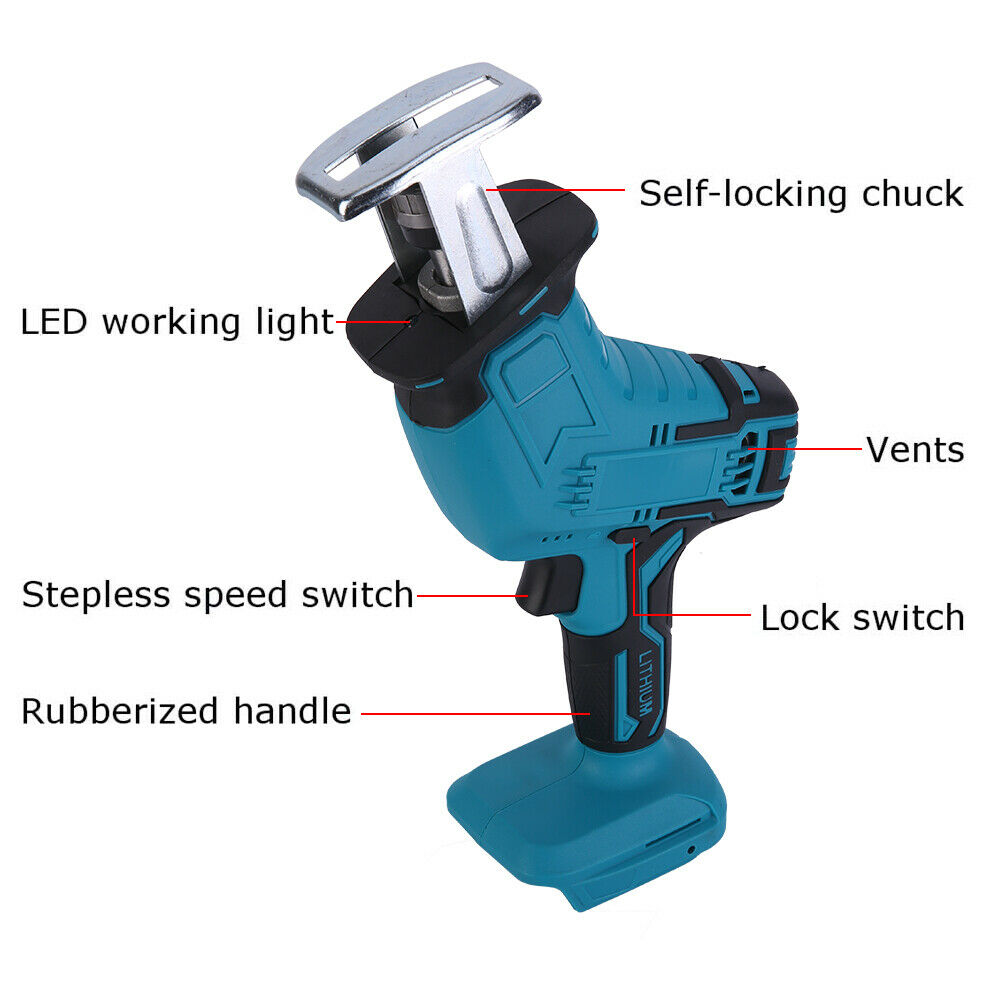 Cordless Reciprocating Saw Wood Metal Cutting Tool Blades For 18V Makita Battery