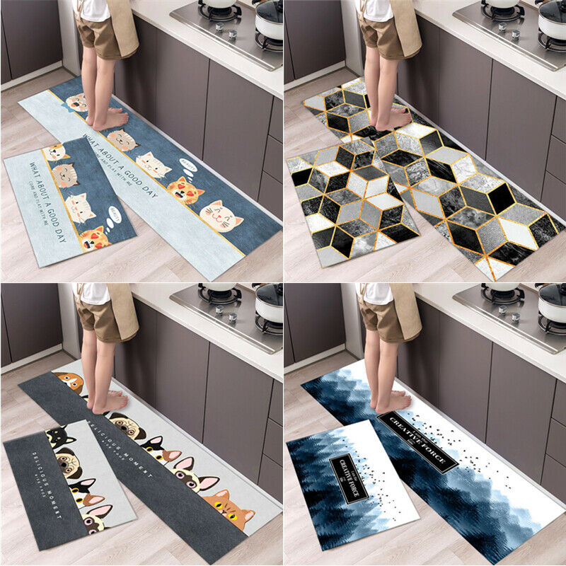 Non-Slip Kitchen Door Carpet Anti-Oil Floor Rug Waterproof Mat Pad Bathroom Home