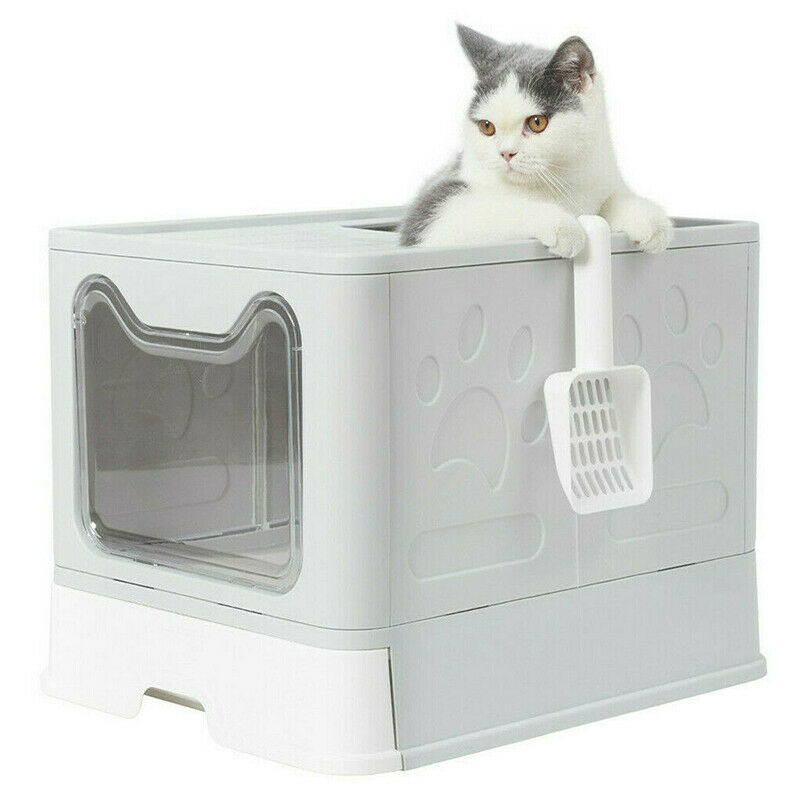 Self-Cleaning Hooded Cat Litter Box Enclosed Large Kitty Toilet Box Tray Refills