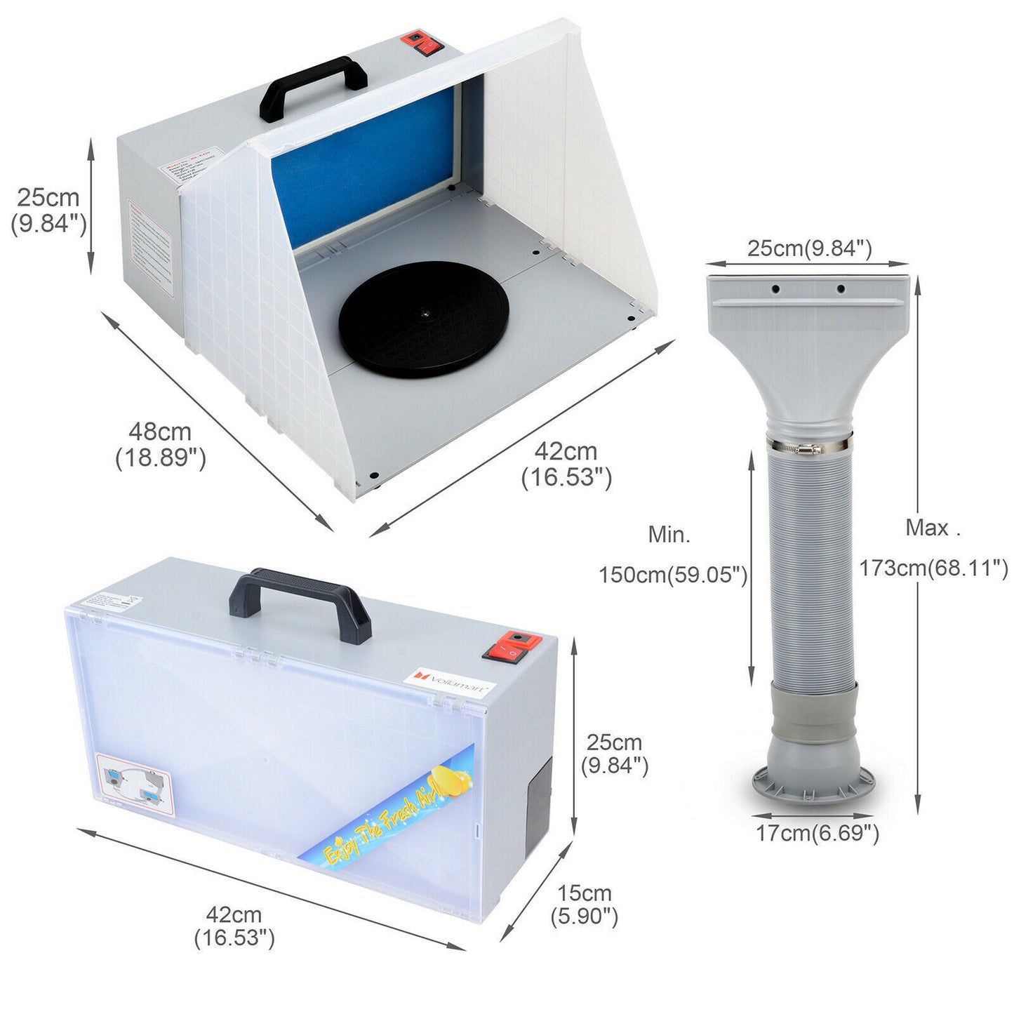 Portable Airbrush Spray Booth Kit Hose Fan Filter Extractor Art Craft Paint Set