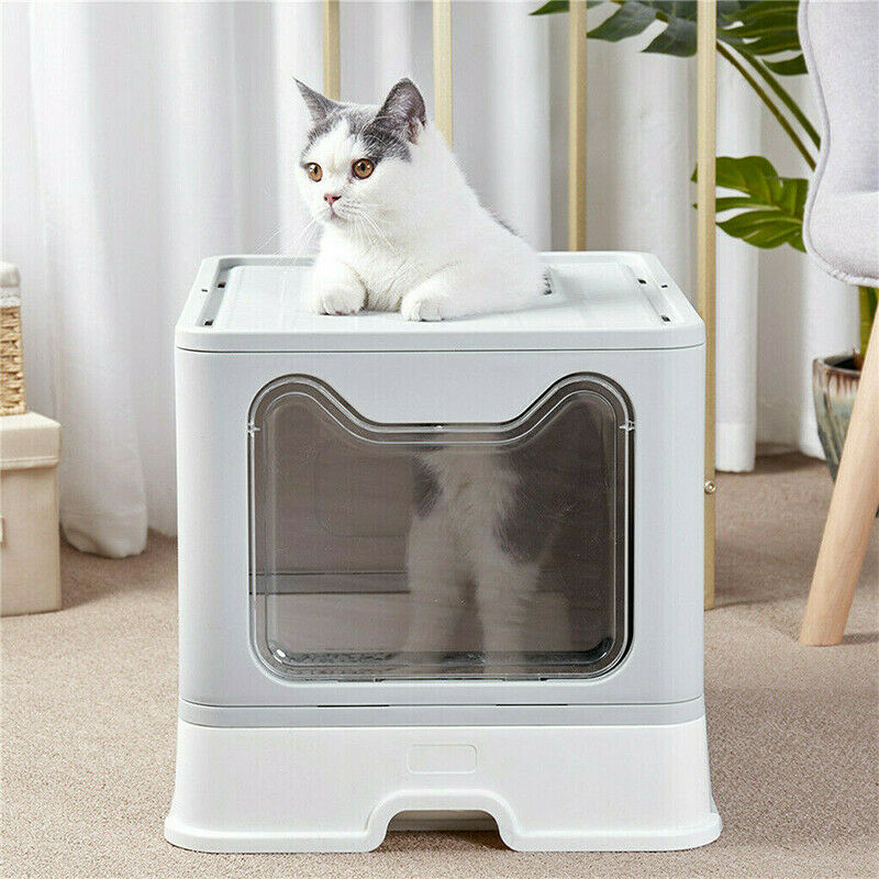 Self-Cleaning Hooded Cat Litter Box Enclosed Large Kitty Toilet Box Tray Refills