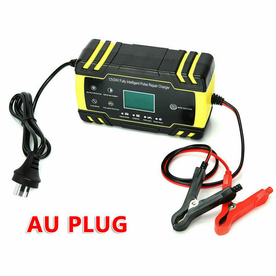 12V-24V CAR BATTERY CHARGER LCD AUTOMATIC SMART BOAT CARAVAN MOTORCYCLE TRUCK