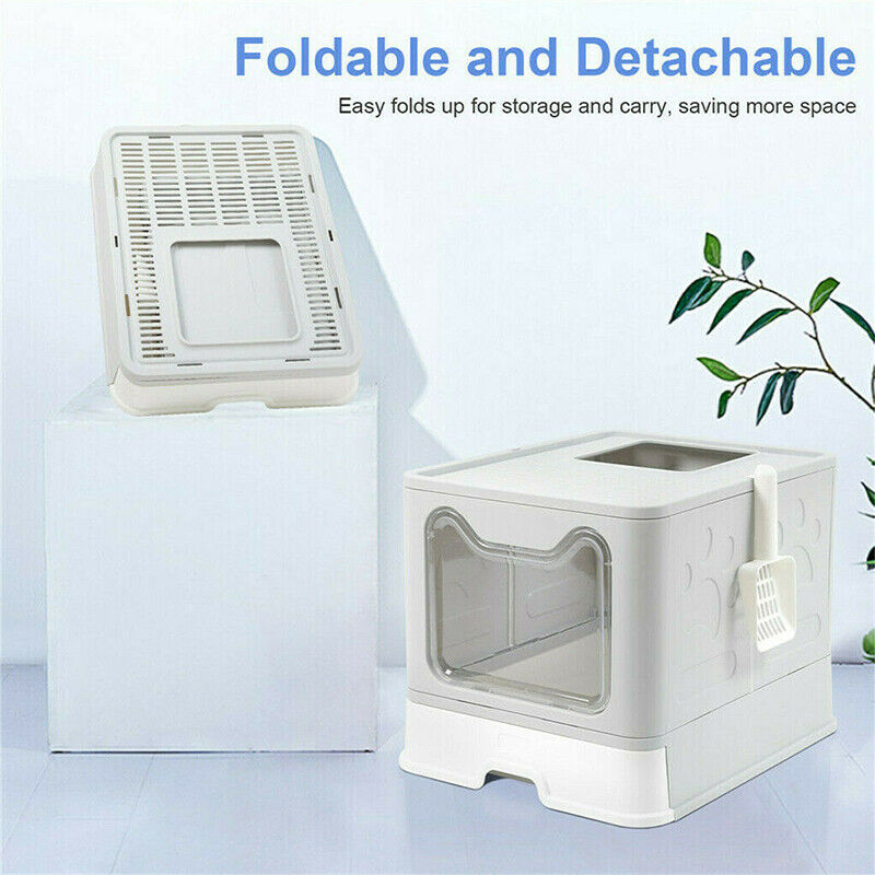 Self-Cleaning Hooded Cat Litter Box Enclosed Large Kitty Toilet Box Tray Refills