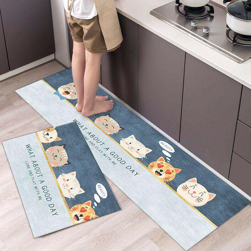 Non-Slip Kitchen Door Carpet Anti-Oil Floor Rug Waterproof Mat Pad Bathroom Home