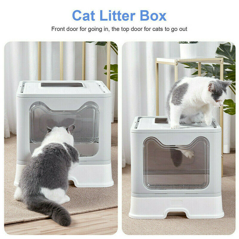 Self-Cleaning Hooded Cat Litter Box Enclosed Large Kitty Toilet Box Tray Refills