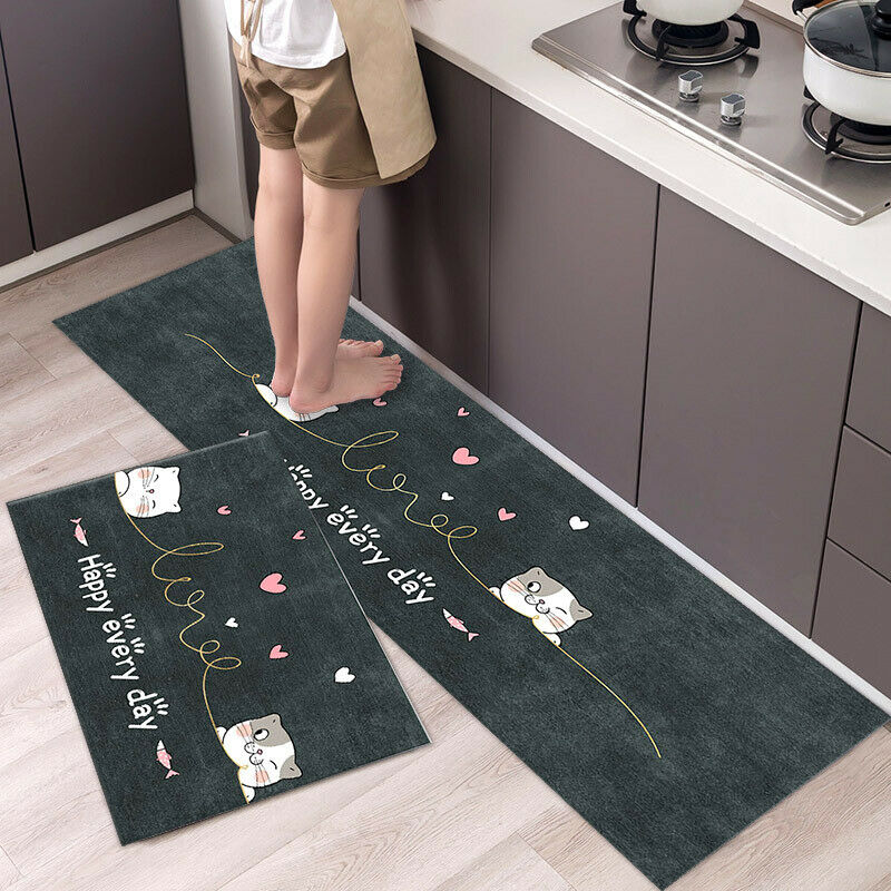 Non-Slip Kitchen Door Carpet Anti-Oil Floor Rug Waterproof Mat Pad Bathroom Home