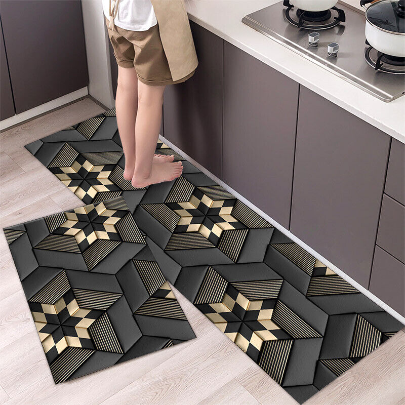 Non-Slip Kitchen Door Carpet Anti-Oil Floor Rug Waterproof Mat Pad Bathroom Home