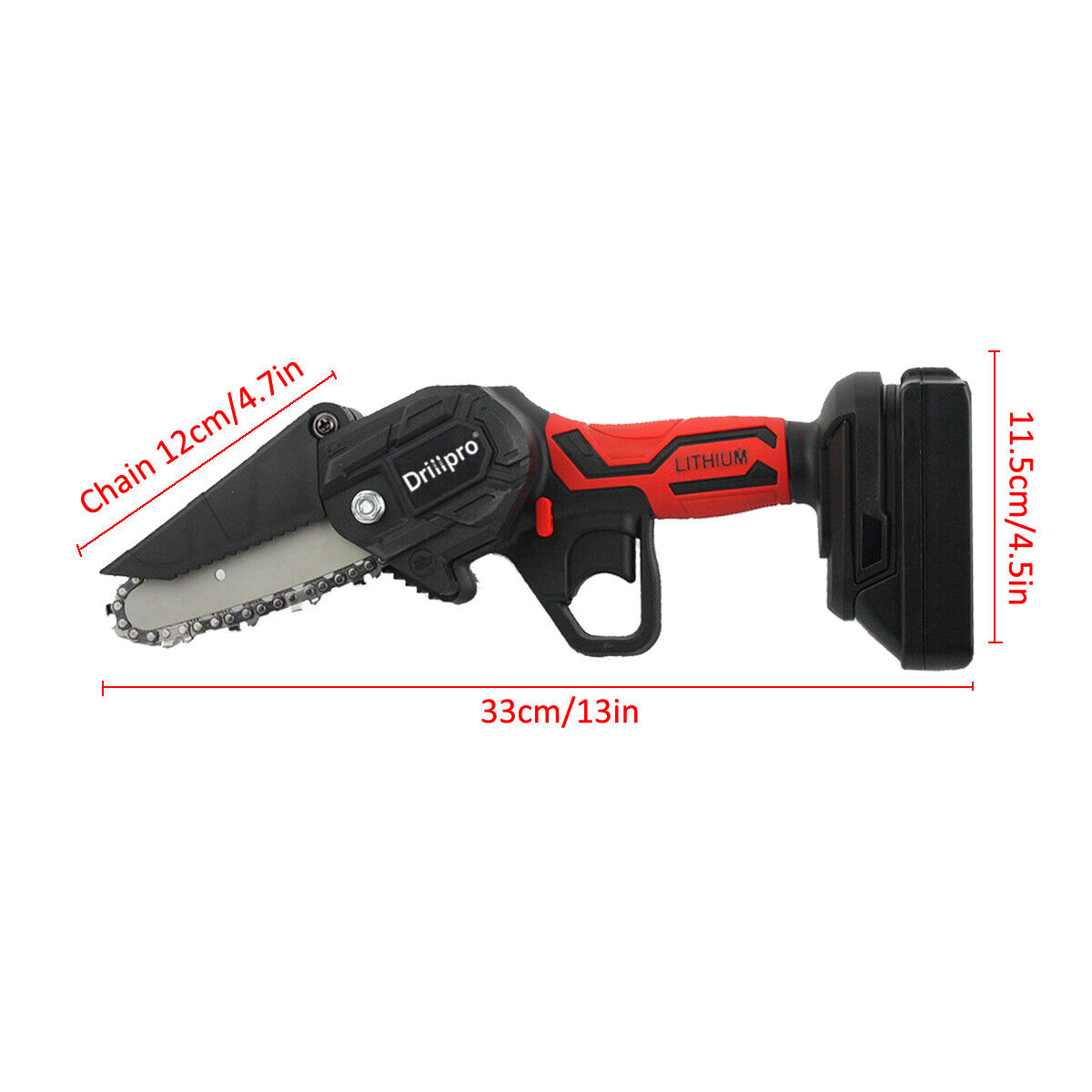 4" Mini Cordless Electric Chainsaw 1x Battery Powered Rechargeable Wood Saw