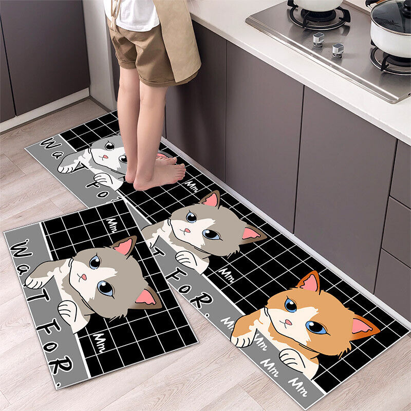 Non-Slip Kitchen Door Carpet Anti-Oil Floor Rug Waterproof Mat Pad Bathroom Home