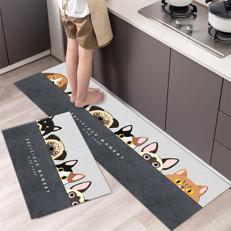 Non-Slip Kitchen Door Carpet Anti-Oil Floor Rug Waterproof Mat Pad Bathroom Home