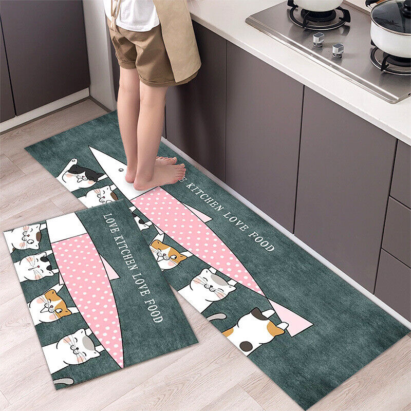 Non-Slip Kitchen Door Carpet Anti-Oil Floor Rug Waterproof Mat Pad Bathroom Home