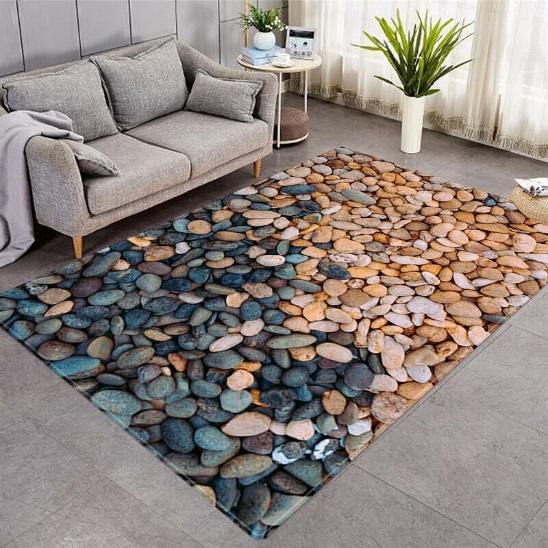 3D Pebble Printed Rug Home Living Room Bedroom Carpet Floor Mat Entrance Doormat