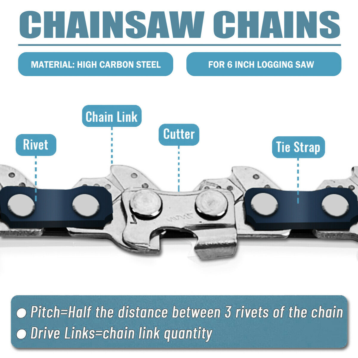 Electric Chainsaw Chain Chains For 6" Mini Cordless Chain Saw Wood Cutter FT