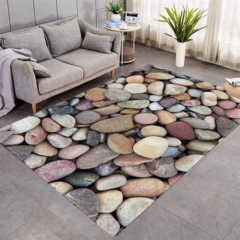 3D Pebble Printed Rug Home Living Room Bedroom Carpet Floor Mat Entrance Doormat