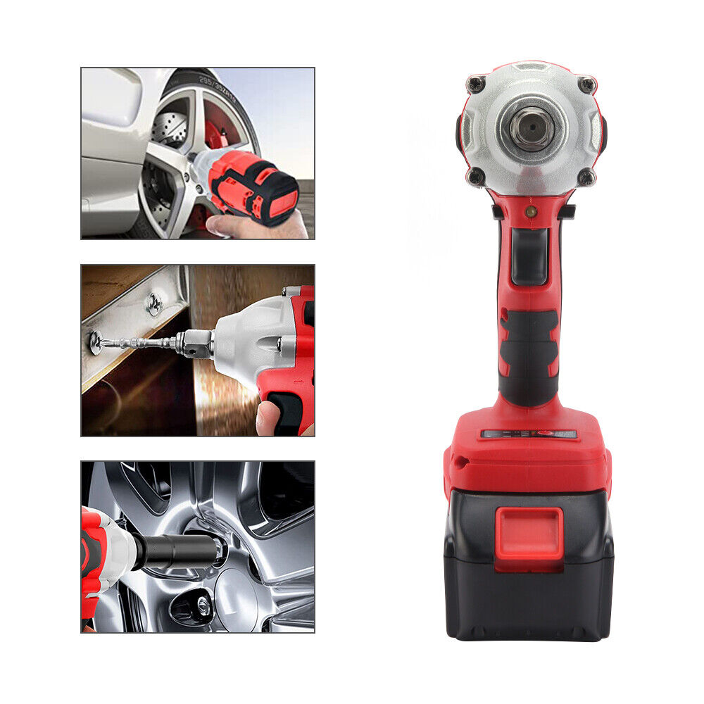 520Nm 1/2" Impact Wrench Driver Cordless Electric 18V Li-Ion Battery Rattle Gun